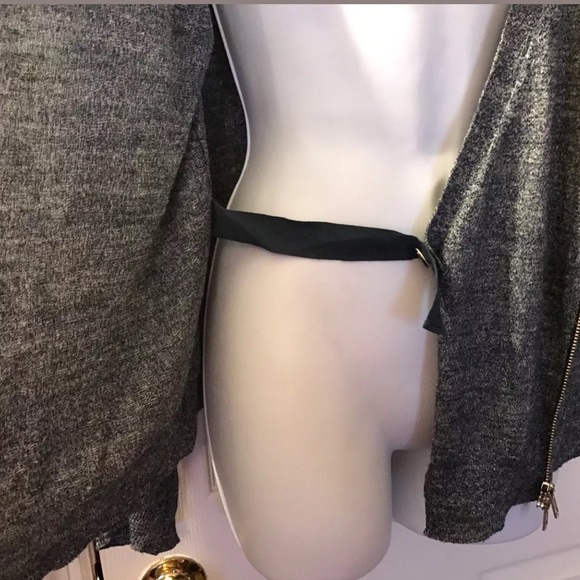 J. CREW Moto Zipper Cardigan Sweater blue wool linen lightweight knit layering - Picture 5 of 8